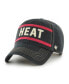 Men's Black Distressed Miami Heat Quick Snap Clean Up Adjustable Hat