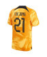 Фото #3 товара Men's Frenkie de Jong Orange Netherlands National Team 2022/23 Home Breathe Stadium Replica Player Jersey