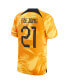 ფოტო #3 პროდუქტის Men's Frenkie de Jong Orange Netherlands National Team 2022/23 Home Breathe Stadium Replica Player Jersey