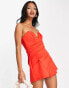 River Island bandeau scuba playsuit in red Красный, US 10 - фото #2