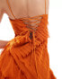 Фото #3 товара ASOS DESIGN raw edge textured cami maxi dress with ruffles in orange