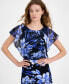 Women's Floral-Print Popover-Bodice Dress