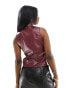 Фото #6 товара ASOS DESIGN leather look zip through tank top in oxblood