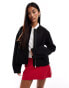 Фото #1 товара Pieces cropped bomber jacket in black