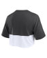 ფოტო #3 პროდუქტის Women's Black, White Cincinnati Bengals Boxy Color Split Cropped T-shirt
