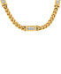 ფოტო #2 პროდუქტის Men's 18k Gold Plated Stainless Steel Wheat Chain and Simulated Diamonds Link Necklace
