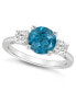 Women's London Blue Topaz (2-2/5 ct.t.w.) and White Topaz (2/3 ct.t.w.) 3-Stone Ring in Sterling Silver