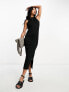 Фото #5 товара River Island ribbed racer midi dress in black