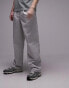 Topman wide leg workwear chino trousers with pleats in grey