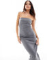 Miss Selfridge rib bandeau maxi dress in washed charcoal Verwaschenes Anthrazit, 42 - фото #2