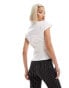 COLLUSION fitted corset shirt with cap sleeve in white