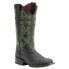 Ferrini Stampede Embroidery Crocodile Square Toe Cowboy Womens Black Dress Boot