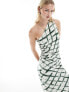 Фото #7 товара Vero Moda Tall plisse one shoulder maxi dress in tie dye check