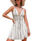 ფოტო #1 პროდუქტის Women's Striped Waist Cutout & Tie Mini Beach Dress