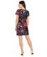 ფოტო #2 პროდუქტის Petite Floral-Sequin Round-Neck T-Shirt Dress