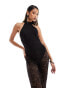 ASOS DESIGN lace halter jumpsuit with front split hem in black