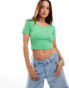 Фото #1 товара Wednesday's Girl ribbed scoop neck baby t-shirt in green