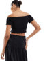 Фото #2 товара Vero Moda shirred lettuce edge cropped top co-ord in black