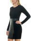 ფოტო #3 პროდუქტის Juniors' Bodycon Faux-Leather Long-Sleeve Sweater Dress