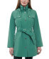 Women's Hooded Belted Zip-Front Rain Coat