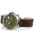 ფოტო #3 პროდუქტის Men's Swiss Automatic Khaki Aviation Day Date Brown Leather Strap Watch 42mm