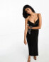 Vila satin cowl neck maxi dress in black