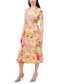 Women's Floral-Print Tie-Waist V-Neck Midi Dress