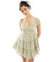 Cotton On milkmaid style mini dress in sage