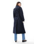 Mango longline core trench coat in navy