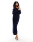 Фото #1 товара ASOS DESIGN slouchy fallen shoulder midi dress in navy