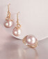 ფოტო #6 პროდუქტის Pink Cultured Ming Pearl (12mm) & Diamond (1/8 ct. t.w.) Drop Earrings in 14k Rose Gold