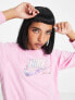 Фото #1 товара Nike sparkle swoosh graphic logo long sleeve t-shirt in pink