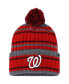 ფოტო #1 პროდუქტის Men's Gray, Red Washington Nationals Rexford Cuffed Knit Hat with Pom