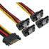 Фото #1 товара InLine SATA Power 1 to 4 Cable female / 4x SATA male angled with latches 0.15m