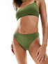 New Look wave texture highwaist brief in khaki