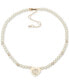 ფოტო #1 პროდუქტის Gold-Tone Imitation Pearl Heart Logo Pendant Necklace, 16" + 3" extender