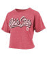 ფოტო #1 პროდუქტის Women's Scarlet Distressed Ohio State Buckeyes Team Script Harlow Vintage-Like Waist Length T-shirt