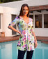 ფოტო #4 პროდუქტის Print Elbow Sleeve V Neck Henley Tunic Top