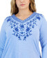 Фото #3 товара Plus Size Embroidered V-Neck Knit Tunic Top, Created for Macy's