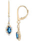 ფოტო #3 პროდუქტის London Blue Topaz (5/8 ct. tw.) & Diamond (1/20 ct. tw.) Flower Motif Drop Earrings in 14k Gold
