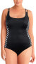 Фото #1 товара Tommy Bahama Women's 187641 Black Striped Plunge One-Piece Swimsuit Size 12