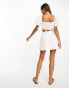 French Connection flutter sleeve mini dress with open back in white linen