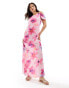 Фото #1 товара Vero Moda off shoulder maxi slip dress in pink floral