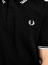 Фото #3 товара Футболка-поло мужская Fred Perry – черная с логотипом и двумя декоративными полосками