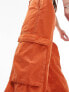 Topshop high waist oversized straight leg pocket cargo trouser in orange