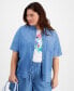 Фото #1 товара Trendy Plus Size Button-Down Woven Top, Created for Macy's
