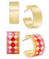 ფოტო #2 პროდუქტის Gold-Tone 2-Pc. Set Small Color Block Hoop Earrings, Created for Macy's