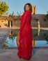 Moda Minx X Sophie Piper ruffle maxi beach kimono in red