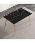 Фото #1 товара Minimalist Black Marble Dining Table with Gold Legs