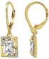 ფოტო #3 პროდუქტის Cubic Zirconia Square Framed Leverback Drop Earrings in 18k Gold-Plated Sterling Silver, Created for Macy's